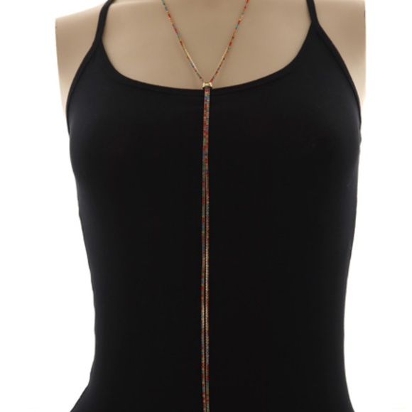 Long Multi-Color Rhinestone Necklace - Picture 1 of 2